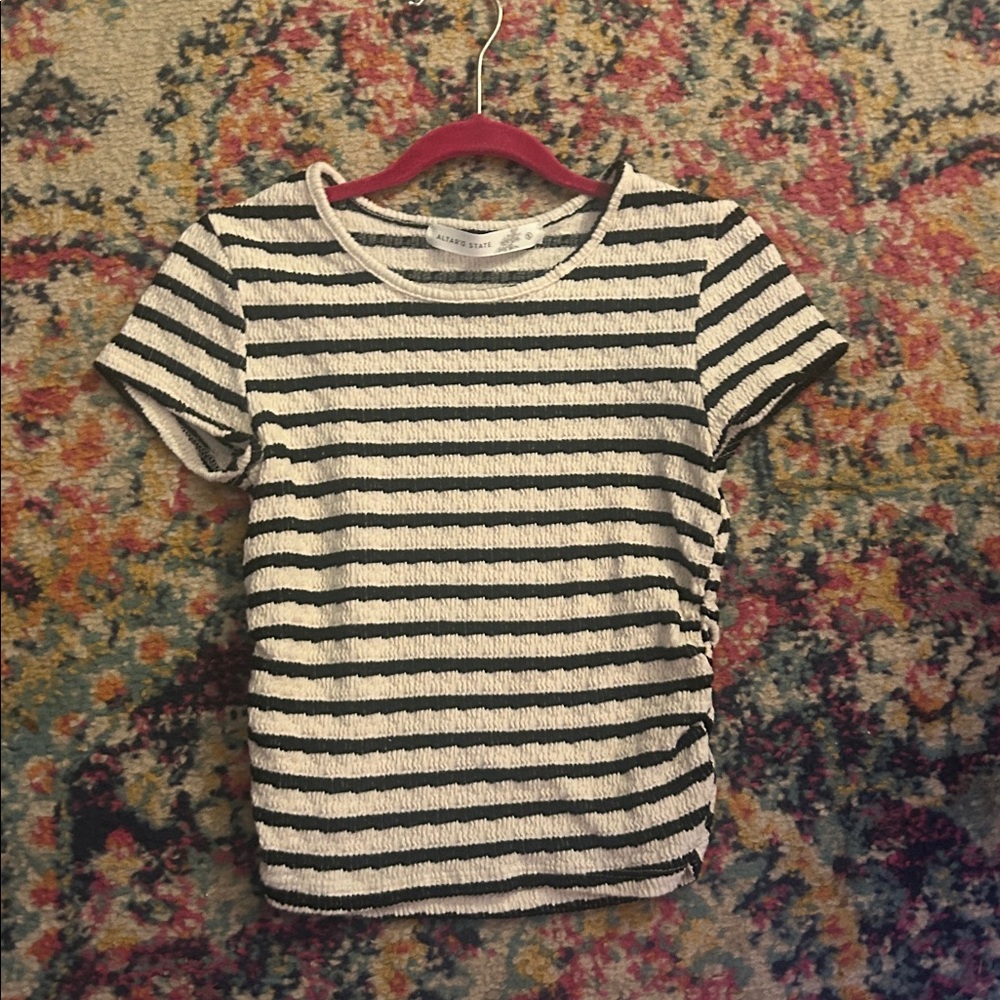 Altar'd State Black and White Striped Top cropped